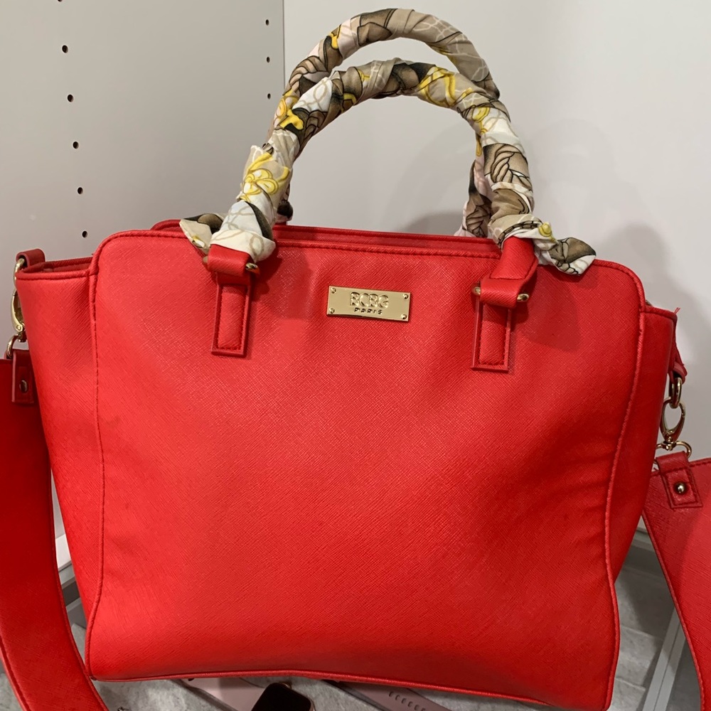 BCBG Red Satchel Bag with strap